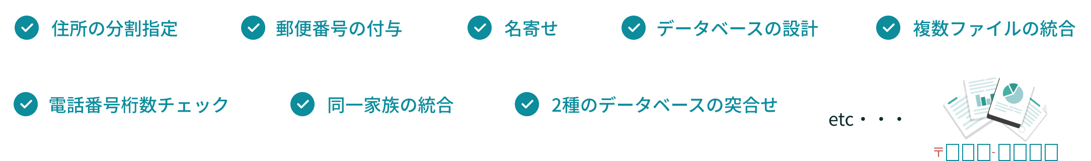 住所の分割指定 郵便番号の付与 名寄せ etc...